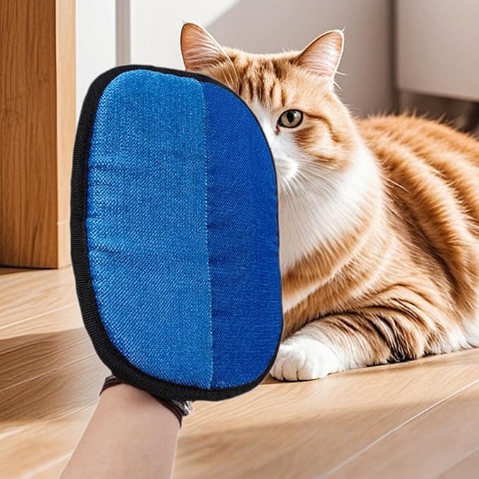Pet Hair Remover Glove Professional Dog Grooming Comb Detangling Brush for Cats Rabbits Small Animals Clothes Furniture- Blue