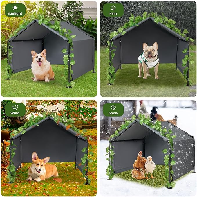Large Dog Shades for Outside - LitaiL Outdoor Dog Kennel for Small Dogs, 47.2" x 47.2" x 39.4" Outdoors Sun Rain Canopy Pet House, Waterproof Pet Canopy Shelter for Small Animals