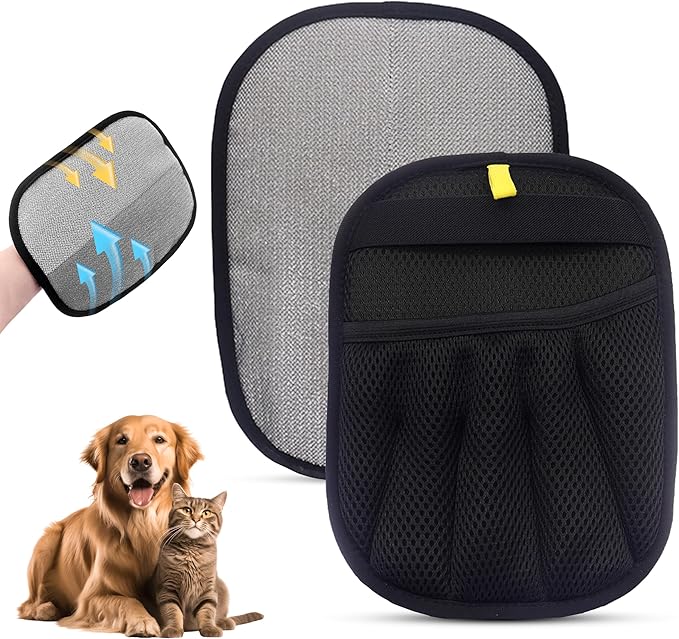 Pet Hair Removal Glove,Pet electrostatic Hair Removal Gloves, Washable Reusable Dogs Cats Hair Grooming Tools Gloves for Furniture Bed Sheets Couch Clothes Fabric Car Seats