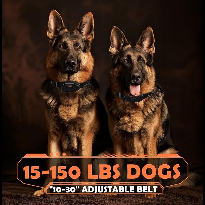 PATPET Dog Training Collar, 1.2 Mile Range 101 Training Levels Dog Shock Collar with Remote Control (15-150 lbs), Waterproof 100% Safe E Collar for Large Breed for 2 Dogs Black Orange