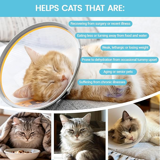 Recovery & Energy Support for Cats | Cat Appetite Stimulant & Hydration Supplement, Cat Electrolytes and Weight Gainer for Sick, Senior, Post-Surgery | Boosts Eating, Drinking&Strength in Weak Felines