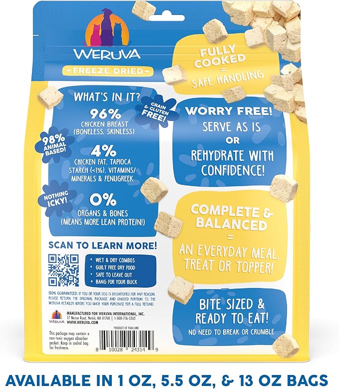 Weruva Dog Freeze Dried, Paw Lickin' Chicken with Chicken Breast, 13oz Bag