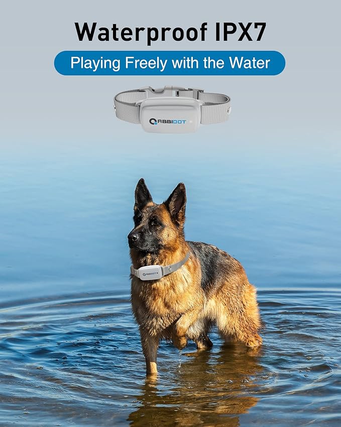 ABBIDOT Dog Shock Collar, 3300 FT Dog Training Collar with Remote, IPX7 Waterproof with 4 Training Modes, Rechargeable E-Collar for Small Medium Large Dogs (15-120 lbs) (Light Grey, 1 Collar)