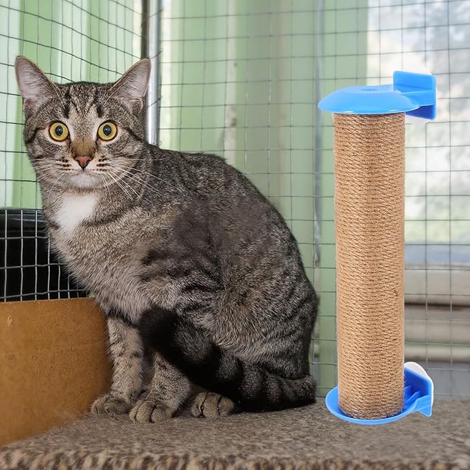 Happyyami Small Cat Scratching Post Replacement Pole with Jute Rope, 30cm Blue Sisal Scratcher Accessory for Indoor Cats and Kitten
