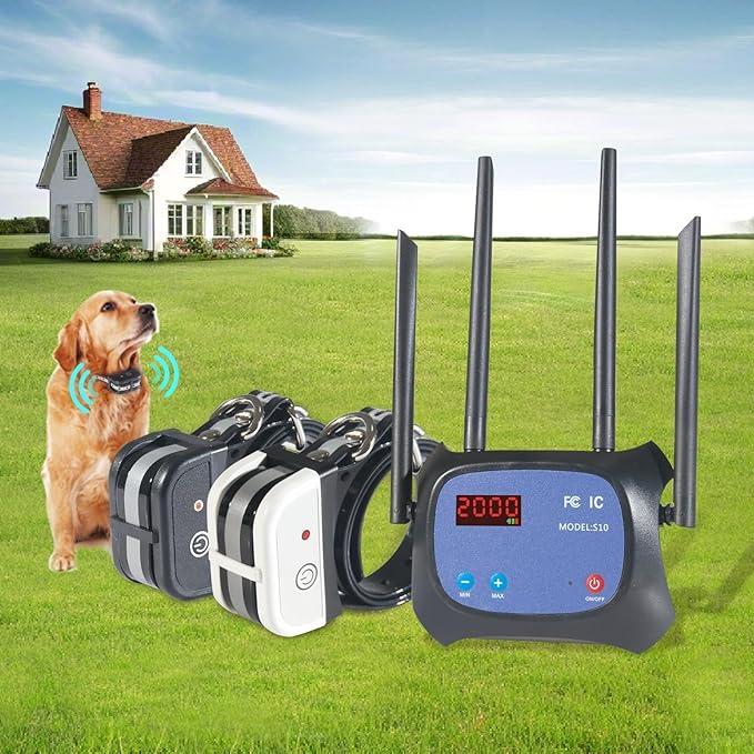 Plkm Dog Wireless Fence Pet Boundary Container 2026 Upgraded System, Adjustable Control Range, Safe Harmless Electric Wireless Dog Fence, Waterproof Rechargeable Collar Receiver