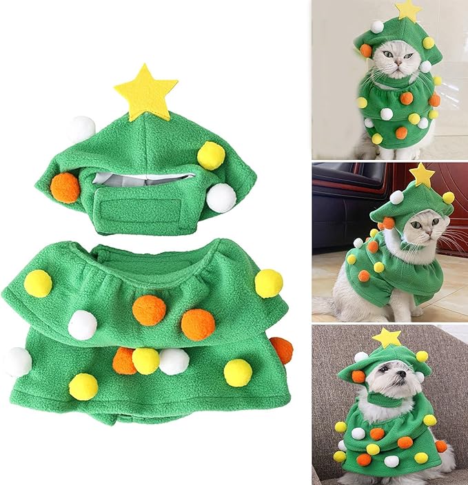 Pet Costume Christmas Tree Animal Cosplay Dress Accessories Pet Supplies 3D Christmas Tree Dog Outfit