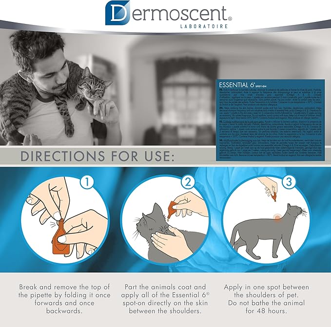 Bayer Dermoscent Essential 6 Spot On Skin Care for Cats Pet Itch Remedies