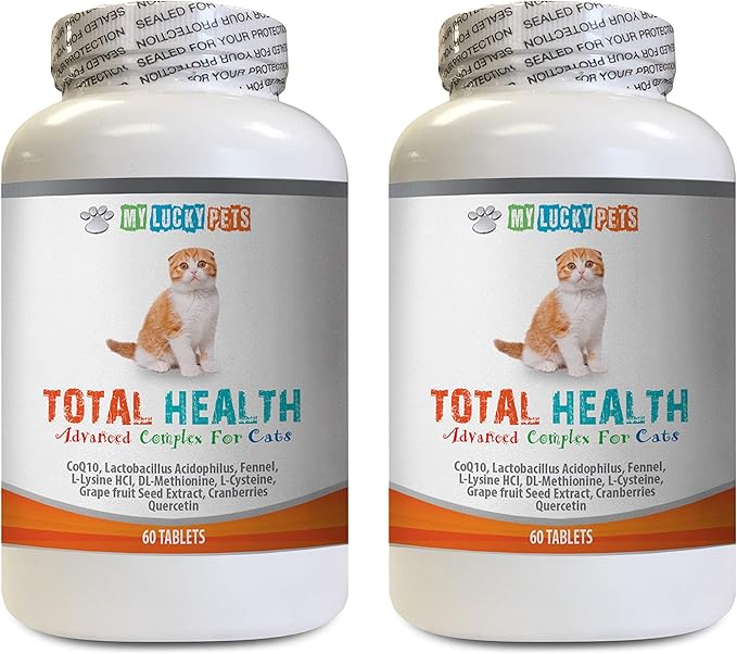 cat Eye Care - CAT Total Health Formula - Hair Skin Teeth Eye Urinary Health - Immune Boost - Vitamin e for Cats - 2 Bottles (120 Tablets)