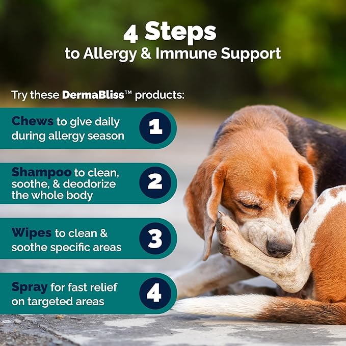 Vetnique Labs Dermabliss Dog Allergy and Itch Relief Shampoo for Dogs with Pramoxine Advanced Vet Strength - Ditch The Itch (Itch Relief, 16oz Shampoo)