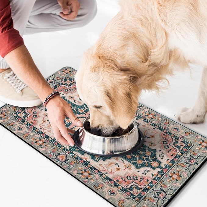 Dog Food Mat for Floors Waterproof Quick Dry Pet Placemat Cat Feeding Bowls Mats for Food and Water, Eco-Friendly Dog Accessories Diatomite Pets Supplies 16" X 24"