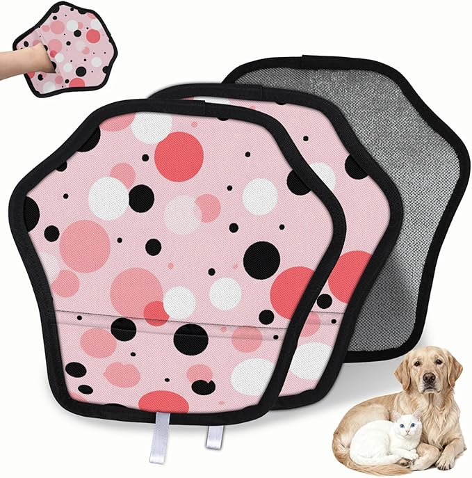 Dots Electrostatic Pet Hair Removal Glove for Cats & Dogs - Reusable Grooming Mitt for Couch, Carpet, Car Seat & Laundry - Large 9x9 Inch