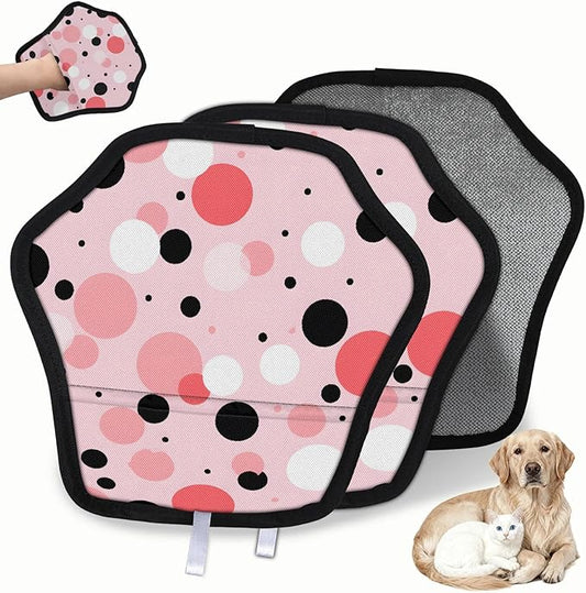 Dots Electrostatic Pet Hair Removal Glove for Cats & Dogs - Reusable Grooming Mitt for Couch, Carpet, Car Seat & Laundry - Large 9x9 Inch