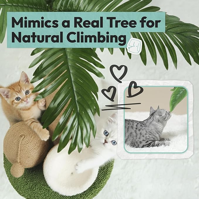 Cat Scratching Post 33 Inch Palm Tree with Hanging Balls and Double Coconut Toys, Cat Scratcher for Indoor Kittens, Extra Stable Base, Paw-Friendly Jute Material M