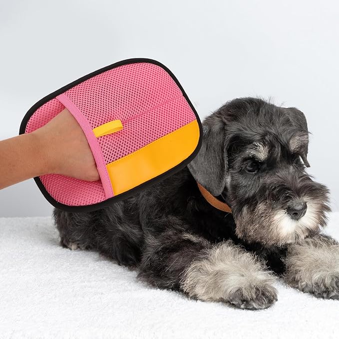 VICASKY 3pcs Pet Hair Removal Gloves Static Electrostatic Grooming Mitts for Cats and Dogs Reusable Pink Pet Hair Remover Tool for Furniture Clothing and Carpet Cleaning