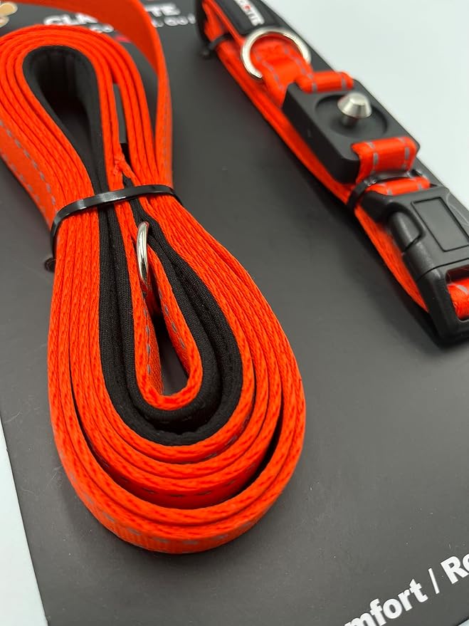 Clickette- Magnetic Quick-Lock Collar & Leash (Orange, Large/Extra Large)