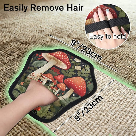 Reusable Pet Hair Removal Glove Mushrooms Plants Magic Brush for Cat & Dog Hair Remover for Car, Sofa, Bedding, Clothes - 9x9 Mitt Washable