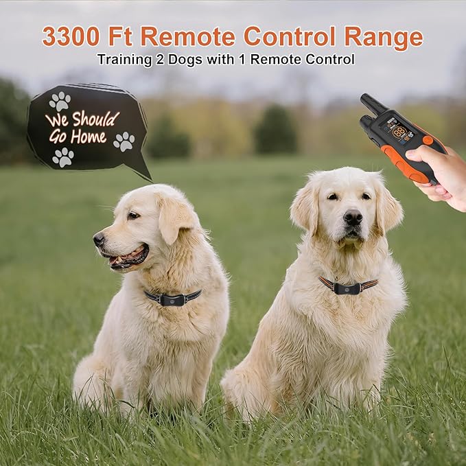 Dog Shock Collar with Remote Control Color Screen - 3300 FT Remote Range, Dog Training Collar with 3 Training Modes, 2 Rechargeable Waterproof E-Collar for Dogs 15-125LBS (Orange, 1 Pack)