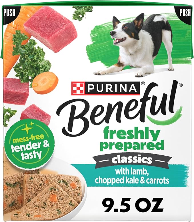 Purina Beneful Freshly Prepared Classics with Lamb, Chopped Kale and Carrots Pate Dog Food - 9.5 oz Carton (Pack of 6)