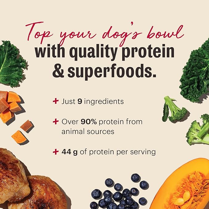 The Honest Kitchen Protein Plus+ Dehydrated Meal Topper: Grain Free Chicken Superfoods, 12oz Pouch