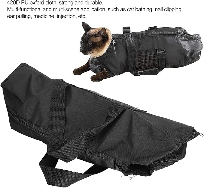 Tyenaza Cat Bath Bag, Cat Grooming Bathing Restraint Bag No Scratching Pet Cat Washing Shower Bath Bag, Cat Grooming Bathing Bag for Claw Nail Trimming