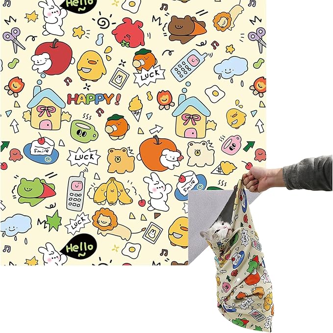 Cat Wrap for Cutting Nails, Cat Restraint Wrap for Cutting Nails, Self-Adhesive Fabric for Cats, Prevent Cats from Escaping/Scratching/Biting, for Trimming Nails, Cleaning Ears, Brushing Teeth (XL)
