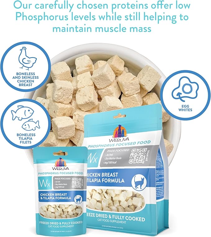 Weruva Wx Phos Focused Freeze Dried, Chicken Breast & Tilapia Formula, 1oz Bag