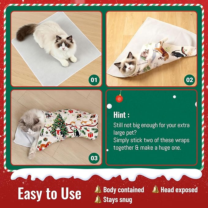 Purrfect Peace Cat Swaddle Wrap – Professional Calming Restraint Bag for Grooming, Nail Trimming & Medicine - Adjustable Cat Restraint for Grooming, Nail Clipping & Vet Visits