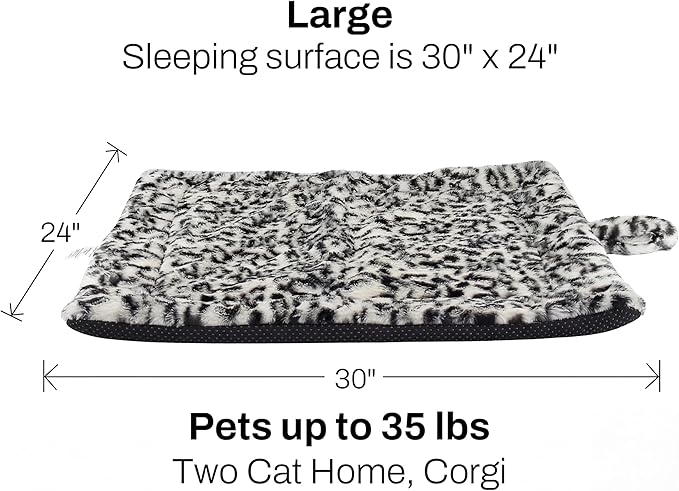 Self Warming Cat Pad for Cats and Dogs, Non Electric Thermal Pet Mat, Washable Soft Sleeping Mat with Non Slip Backing, Indoor & Sheltered Outdoor Use, 30 x 24 in, Black/White