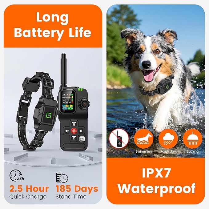 GPS Wireless Dog Fence, Electric Dog Fence Outdoor for Yard, Rechargeable, 25-999 Yards Adjustable Boundary, Real-Time Distance, Waterproof Collar, 3 Warning Modes Pet Containment System
