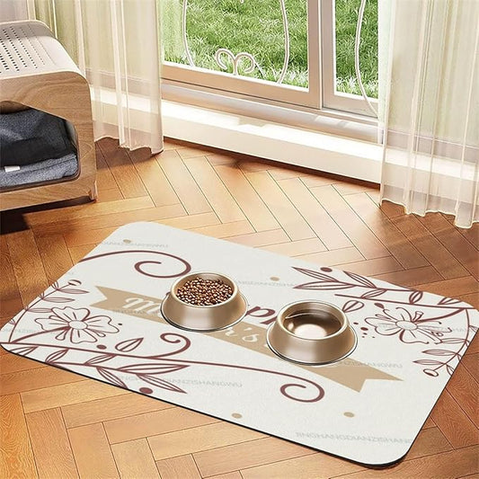 Dog Food Mat Happy Mother's Day Floral Gift for Mom Fy Absorbent Water Bowl Mats Cat Pet Feeding Placemats 18X12In