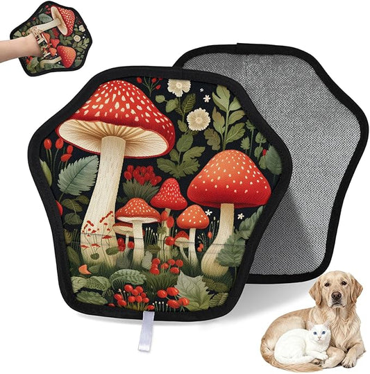 Reusable Pet Hair Removal Glove Mushrooms Plants Magic Brush for Cat & Dog Hair Remover for Car, Sofa, Bedding, Clothes - 9x9 Mitt Washable