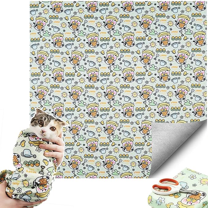 27.6‘’ Cat Grooming Wrap, Self-Adhesive Cat Wrap for Cutting Nails, Calming Cat Burrito Wrap Cat Swaddle Wrap Anti-Scratch Anti-Escape Cat Restraint for Nail Clipping, Medicine, Teeth Brushing