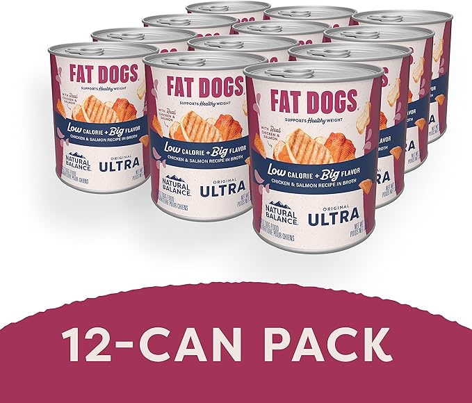 Natural Balance Original Ultra Fat Dogs Wet Dog Food, Chicken & Salmon Recipe in Broth, 13 oz (Pack of 12)