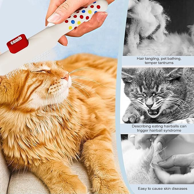 Cat Combs | Self-Cleaning Anti Slip Hair Brush with Metal Teeth,Cat Hair Comb - for Dog Puppy Animals Indoor Home Shedding