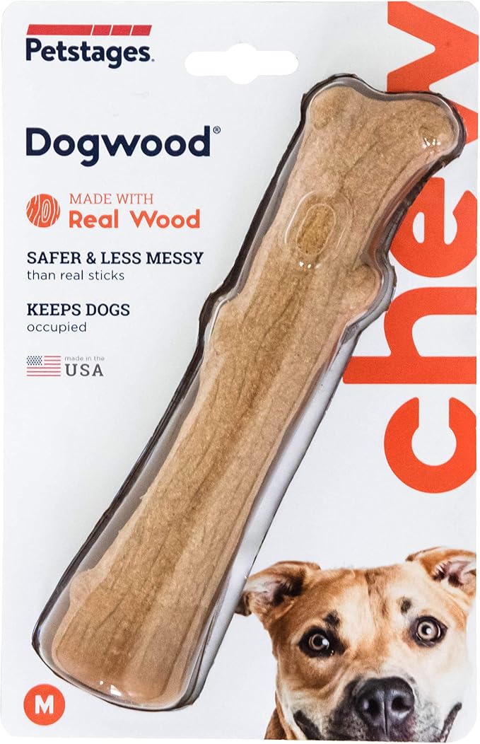 Pupstages Dogwood Dog Chew Toy – Real-Wood Blend, Natural Flavor & Texture, Moderate Chewers, Medium, 7.5"