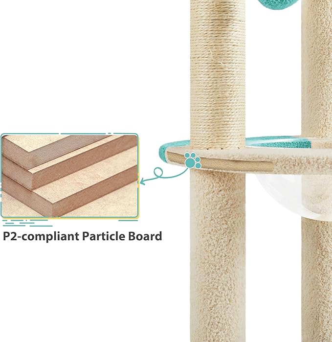 Yaheetech Cat Scratching Posts with Cat Bed, 35in Cat Scratcher with 2 Scratching Posts for Indoor Cats, Sisal Scratch Posts with Replaceable Ball for Kittens Adults Cats