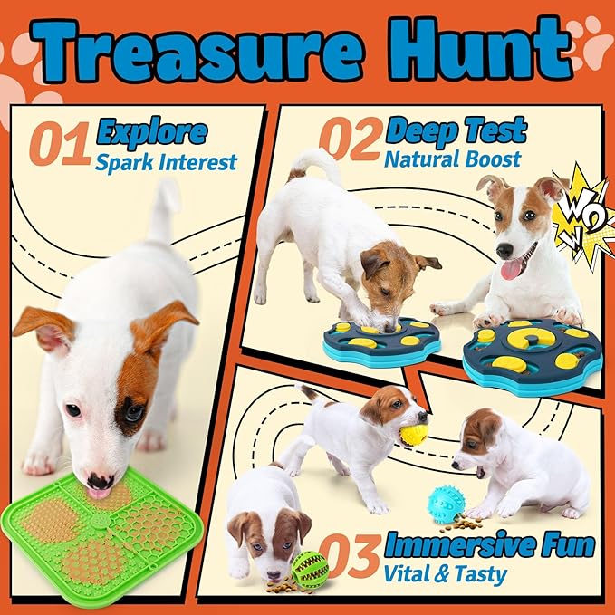 9 Pack Engaging Dog Puzzle Toy Set – Mentally Stimulating Enrichment Toys for Small & Medium Dogs, Includes Lick Mat with Suction Cups for Boredom Relief