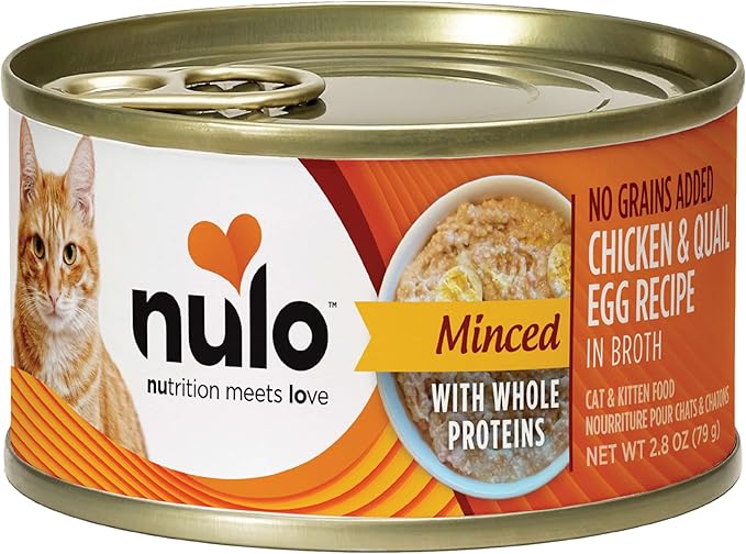 Nulo Grain-Free Minced with Whole Proteins Wet Canned Cat and Kitten Food, Chicken with Whole Quail Egg in Broth, 2.8 Ounce, 12 Cans