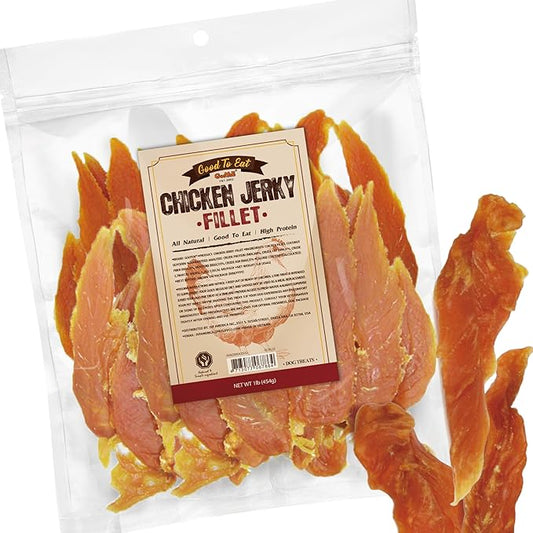 Gootoe Dog Treats, Chicken Jerky for Dogs - Dog Training Treats; High-Protein, Gluten-Free, Hypoallergenic, Grain-Free, Chicken Fillets, 1 lb