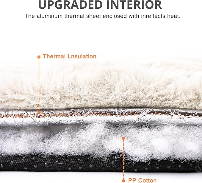 Cat Beds, Self Warming Cat Bed, Washable Pet Beds for Indoor Cats, Super Soft Faux Rabbit Fur Pet Bed for Puppy and Kitten with Anti-Slip Bottom (White, 20"x20"x8")