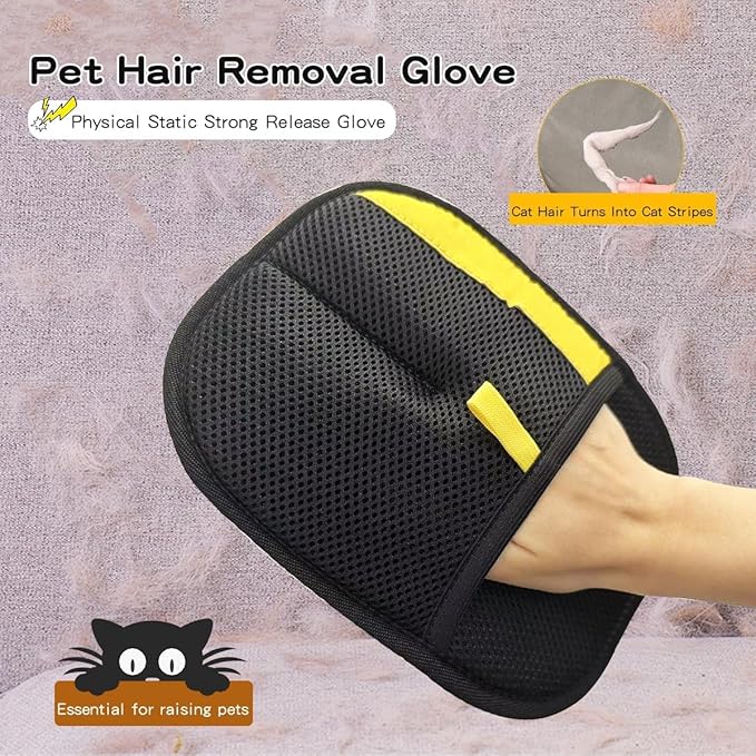 Electrostatic Pet Hair Remover Gloves Manual Style Cat & Dog Hair Removal Gloves for Couch Pet Hair Removal Lint Roller