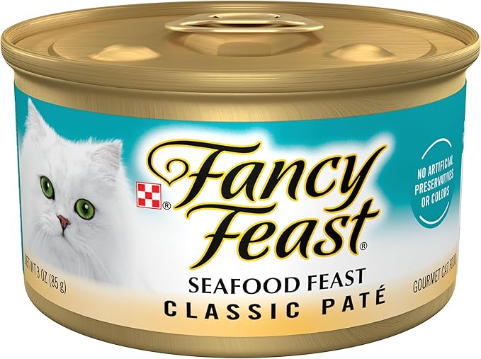 Purina Fancy Feast Seafood Feast Classic Grain Free Wet Cat Food Pate - (Pack of 24) 3 oz. Cans