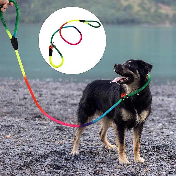 SOLUSTRE Adjustable Nylon Dog Traction Leash for Small to Medium Dogs, Colorful Portable Pulling Strap with Walking Loop Handle, Pet Supply for Outdoor Walking and Training