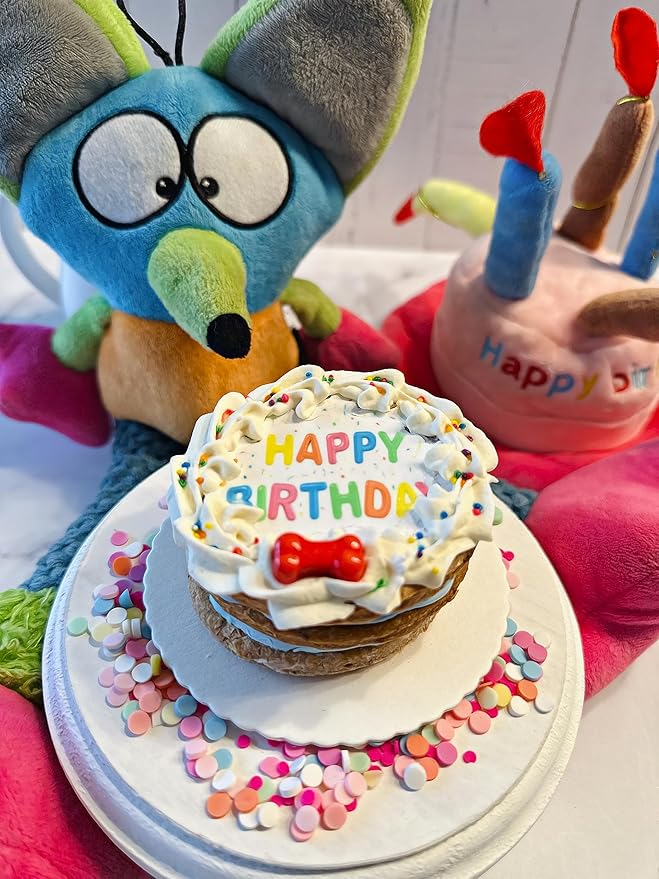 Dog Birthday Cake- Edible Puppy Party Crunchy Cookie Treat Decorated Gift - Bad to The Bone- Perfect Dog Gift