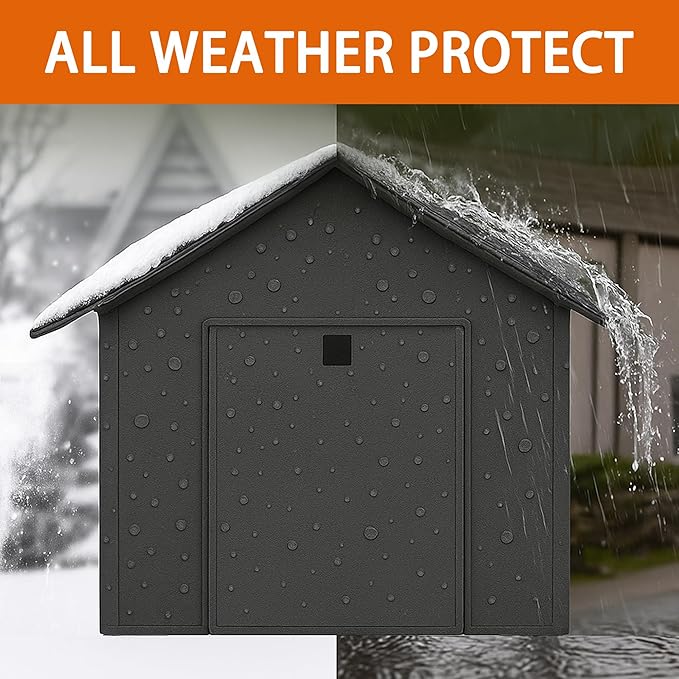 Outdoor Cat House with Cozy Cushion, Waterproof Insulated Cat Houses for Outdoor Cats, Shelter for Feral Pet Outside, Design for All Weather, Dark Grey