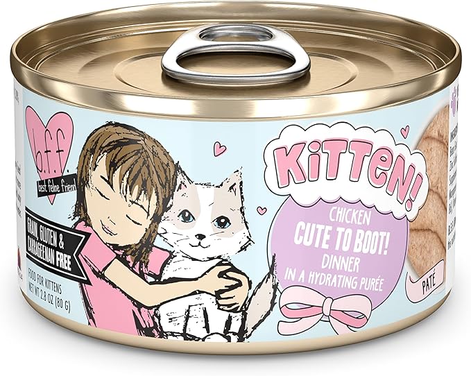 Weruva B.F.F. Kitten Food, Cute to Boot with Chicken in a Hydrating Puree, 2.8oz Can (Pack of 12)