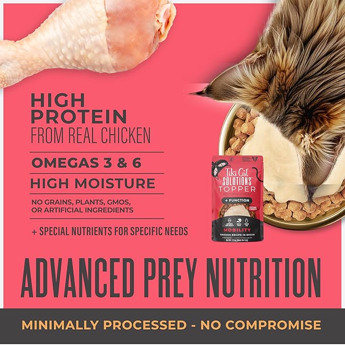 Tiki Cat Solutions Topper, Mobility, Chicken Recipe in Broth, 1.5 oz. Pouch (12 Pack)