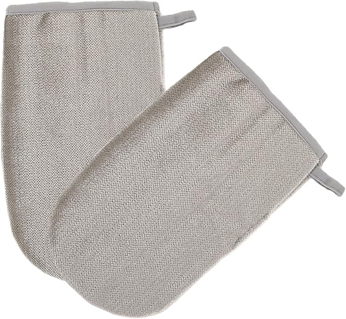 POPETPOP 2pcs Double-Sided Electrostatic Pet Hair Removal Gloves for Cats and Dogs Comfortable Grooming Mitts for Furniture Clothing Carpet Couch Car Interior Hair Remover