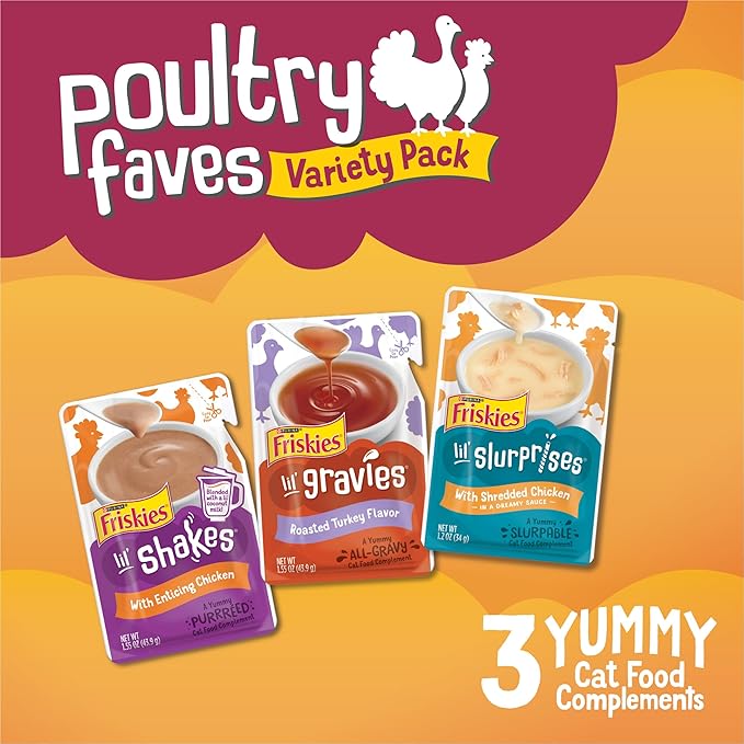 Purina Friskies Poultry Faves Lickable Cat Food Topper Variety Pack - 24 ct. Box