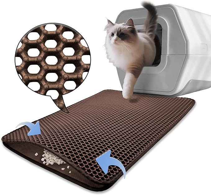 HTTMT- (20x15.7 inch) Pet Supplies Cats Litter & Housebreaking 40X50 Brown Cat litter Mat Double Layer Pad Trapper Folding Pad EVA Foam Rubber